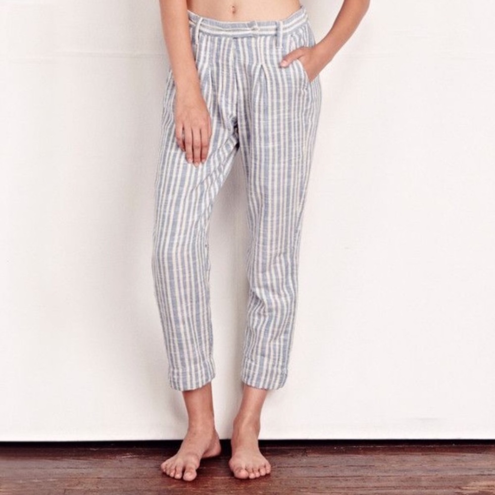 ACE & JIG Blue/White Striped Cropped Pants Size Sm